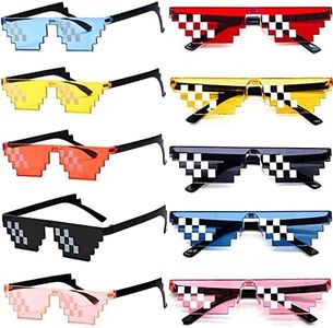 FSMILING 10 paires Lunettes de Soleil Thug Life lunette de fête MLG Pixelated Lunettes de Soleil pour 8 Bits Pixel Mosaic Props Unisexe adultes