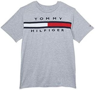 Tommy Hilfiger Boy's Short Sleeve Flag Crew Neck T-Shirt, Grey Heather, 2 Years