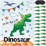 Pin The Tail on The Dinosaur Party Game - 20'' x 29'' Dinosaur Party Games for Kids Boys with 24 PCs Tails Watercolor Dino Birthday Party Supplies for Wall Home Room Decorations