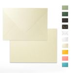 Wedding Invitation Envelopes 5x7-100 PCS Goefun Cream Shimmer Envelopes, A7 Euro Flap Envelopes for Greeting Cards, Anniversaries,RSVP Invite, 5.25 x 7.25 inches