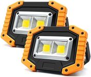 Rechargeable LED Work Light - 10W 1000 Lumens Daylight, 3 Modes Portable LED Work Flood Lights with Stand Battery Powered for Garage Outdoor Camping Emergency and Job Site Lighting,Pack of 2