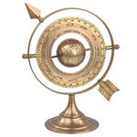 8" Antique Brass Armillary Sphere With Sundial Arrow | Nautical Maritime Astrolabe Engraved Astrological Star Signs Globe | Home Decor Center Piece Ideas | Vintage Collectible Gifts