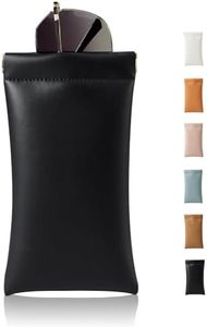 MEIBOOCH Squeeze Top Sunglass Case, New Organosilicon Soft Leather Eyeglass Glass Case Travel Large Sunglasses Pouch, Black, One size