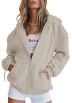 BETTE BOUTIK Business Casual Outfits for Women Hoodies 2024 Fall Fashion Zip up Oversized Sweatshirts Comfy Fleece Jackets Long Sleeve Teen Girls Casual Vintage Cute Y2K Coat with Pocket-Khaki-M