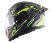 Axor Apex Roadtrip ISI DOT & ECE Certified Full Face Dual Visor Helmet for Men and Women with Outer Clear Visor and Inner Smoke Sun Visor (Dull Black Neon Yellow , Size:M)