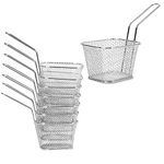 Mini Square Fry Basket, Stainless Steel French Fries Holder, Fried Food Table Serving, Oil Residue Filtration, for Kitchen Restaurant Party Barbecue (8 PCS)