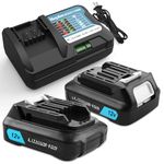 Energup 2Pack BL1015B Compatible Makita 12V Battery and Charger Set, for 12v Makita Battery BL1015 BL1030 BL1040 BL1050 BL1060 with DC10WD Makita 12V Charger, DC10SA DC10SB DC10WC DC10WD