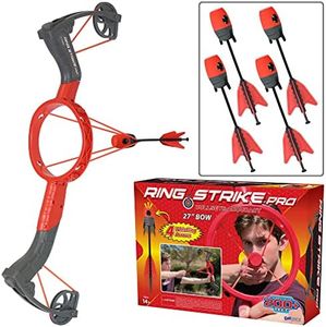 Funwares Patented Ring Strike Compound Bow and Arrow Launches Arrows Over 200 Feet, Includes 4 Whistling Foam-Tipped Arrows, Amazing Outdoor Toy