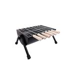 Gate Garden Half Barrel Grill - (6 Skewers, Black) | Tandoor Barbecue Grill Set With Skewers and Charcoal Tray |Foldable and Portable BBQ Grill |Outdoor Barbeque Charcoal Grill Kit |Grill for Chicken