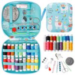 JUNING Sewing Kit with Case Portable Sewing Supplies for Home Traveler, Adults, Beginner, Emergency, Kids Contains Thread, Scissors, Needles, Measure, Alpaca