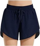 BALEAF Women's Swim Shorts Modest Swimsuit Bathing Suit Bottoms 3" Quick Dry Mesh Beach Water Board Shorts with Liner Pocket Dark Blue XL