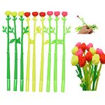 Lopenle 12PCS Novelty Flower Pens Fancy Rose Pens Beautiful Floral Pen Black 0.5 mm Gel Ink Rollerball Pen For Women At Home Office School Decoration