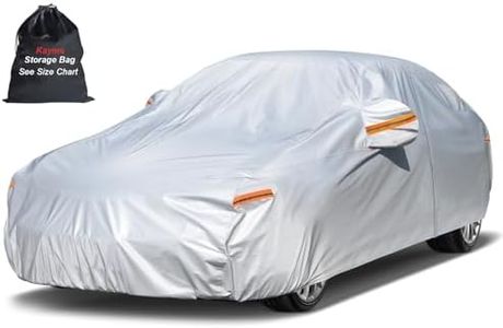 kayme 6 Layers Car Cover Waterproof All Weather for Automobiles, Outdoor Full Cover Rain Sun UV Protection with Zipper Cotton, Universal Fit for Sedan (186"-193")