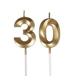 Bailym 30th Birthday Candles,Gold Number 30 Cake Topper for Birthday Decorations Party Decoration