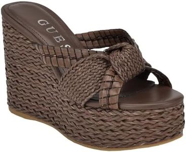 GUESS Women's Eveh Wedge Sandal, Brown 210, 8