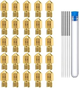 0.4MM MK8 Ender 3 Nozzles 25 pcs 3D Printer Brass Nozzles Extruder for Makerbot Creality CR-10 with 5 Needles (0.4mm)