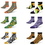 DYNAMOCKS Men's and Women's Combed Cotton Ankle Length Socks (Pack of 6) (Multicolour, Free Size) (CA-Retro+Exotic+Doodl+Sizzle+Fresh+Mirag)