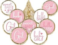 Pink “It’s a Girl” Baby Shower Kisses Stickers – Candy Party Favor Labels, 180 Count, 9 Designs