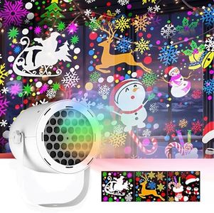 Christmas Projector Lights Indoor Outdoor, Bright HD Led Projector Light, Christmas Decorations Lighting for Xmas Holiday Party Carnival Wedding Garden Patio (White-Christmas)