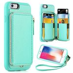 ZVE Case for Apple iPhone 6 Plus and iPhone 6s Plus, 5.5 inch, Leather Wallet Case with Credit Card Holder Slot Zipper Wallet Pocket Purse, Cover for Apple iPhone 6 / 6s Plus - Blue