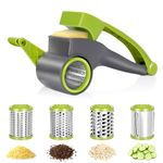 Almcmy Cheese Grater with Handle, Handheld Rotary Cheese Grater with 4 Stainless Steel Drum Blades, Manual Cheese Shredder Kitchen Vegetable Slicer for Grating Shredding Cheese, Chocolate, Nuts