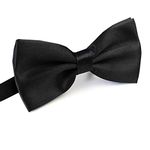 Monopa Men's Pre Tied Bow Ties for Wedding Party Fancy Plain Adjustable Bowties Necktie (Black)