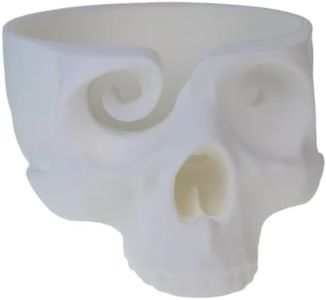 AXICIR Skull Head Bone Crochet Yarn Bowl Holder For Crocheting Knitting Accessories 3d Printed Halloween Decor (White)