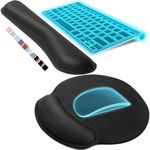 KTRIO Ergonomic Mouse Pad with Wrist Rest, Comfortable Keyboard Wrist Rest, Memory Foam Wrist Rest for Computer Keyboard, Mouse Pad Set for Easy Typing & Pain Relief for Office & Home, Black