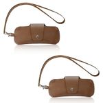 SNSYGN Soft Glasses Case, 2 Pack Portable Sunglasses Bag Eyeglass Pouch Outdoor Carrying Organizer Eyeglass Bags with Lanyard Anti-Scratch Leather Eyeglasses Storage Holder for Women Men