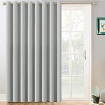 Yakamok Thermal Patio Door Curtains - Grey Blackout Room Darkening Door Blinds for Sliding Glass with Grommet Top, Split Room Divider Curtains (Light Grey, 100 inches W x 84 inches L)