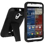 Amzer AMZ96369 Double Layer Hybrid Case with Kickstand for Motorola Moto X XT1055/XT1053/XT1056/XT1058/XT1055/XT1060 (All Carriers)-Retail Packaging-Black/White