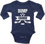 GKrepps Dump and Change Hockey Graphics Infant Long Sleeve Bodysuit Newborn One-Piece Clothes, C-navy, 6-9 Months