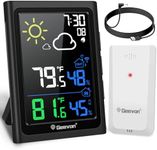 Geevon Indoor Outdoor Thermometer Wireless Weather Station with Color Display, Digital Hygrometer Temperature Humidity Monitor with Alarm Clock and Backlight