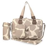 My Babiie Changing Bag Tote - With Insulated Bottle Holder, Portable Changing Mat, Baby Travel Bag, Nappy Messenger Bag, 2 Front Pockets - Dani Dyer Giraffe