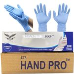 ETSHandPro Plus Nitrile Gloves, Disposable Powder Free Examination Hand gloves, True Blue Color, Food Grade (Large, 40)