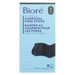 Bioré Deep Cleansing Charcoal Pore Strips for Instant Pore Unclogging and Blackhead Removal (8 Count)