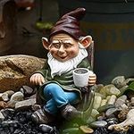 OwMell Drinking Coffee Garden Gnome