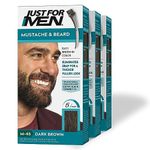 Just For Men Mustache & Beard, Beard Coloring for Gray Hair with Brush Included - Color: Dark Brown, M-45 (Pack of 3)