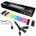 Airgoo Addressable RGB Power Extension Cable V1, Flexible Diffused RGB 24 Pin ATX Extension Cable, for Corsair Commander Core XT, Corsair Lighting Node Pro, Black