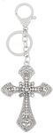 Axmerdal Silver Cross Rhinestone Keychain Charm Pendant Purse Bag Crystal Key Holder Arts Craft Pendant Inspiration Key Ring (silver cross #2), Silver Cross #2, Small