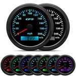 ARTILAURA Boat GPS Speedometer Car Marine GPS Speedometer Gauge Antenna 7 Color 85mm 3-3/8" 0-200 MPH for AUTO Truck