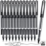 AKARUED Rollerball Pens 24 Pack Black Gel Pens, 0.5mm Liquid Ink Rollerball Pen, Quick-Drying Ballpoint Pens Writing Pens for Bullet Journal, Notebook. School & Office Accessories for Students Adults