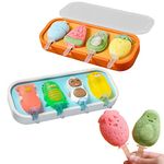 2 Pack Homemade Popsicles Molds, Silicone Frozen Ice Popsicle Maker, Cartoon and Fruits Shape Reusable Ice Cream Molds 8pcs Easy Release Pop Molds, BPA Free Silicone Ice Cream Making Homemade DIY Set