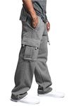 G-Style USA Men's Solid Fleece Heavyweight Cargo Pants, Gray, Medium