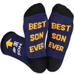 Veachog Grandpa Step dad Socks for Men, Fathers Day Birthday Gifts for Dad Uncle Brother Son Father in Law, Retirement Gifts, Best Son Ever Blue, 6-13