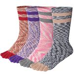 Meaiguo Women's Toe socks For Running Five Finger Socks With Cotton Athletic, Crew Dye, 5-10