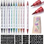 Erinde Temporary Tattoo Pens for Skin, Tattoo Kit with Tattoo Stickers, 10 Tattoo Markers Pen and 67 Patterns Stencils for Adults, Dual-End Body Tattoo Pen Make Bold and Fine Lines