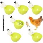 Skibetfo 6pc Automatic Chicken Water Dispenser Chicken Drinker Nipples Large Poultry Drinkers Chicken Water Cups Auto Duck Waterer with Thread Drill for Quail Duck Chicks Goose Turkey Bunny