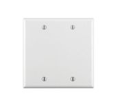 Leviton 88025 2-Gang No Device Blank Wallplate, Standard Size, Thermoset, Box Mount (White)