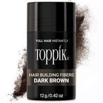 TOPPIK Hair Building Fibers for Instantly Fuller Hair, Dark Brown, 12 g, Fill In Fine or Thinning Hair, Instantly Thicker Looking Hair, Multiple Shades for Men & Women